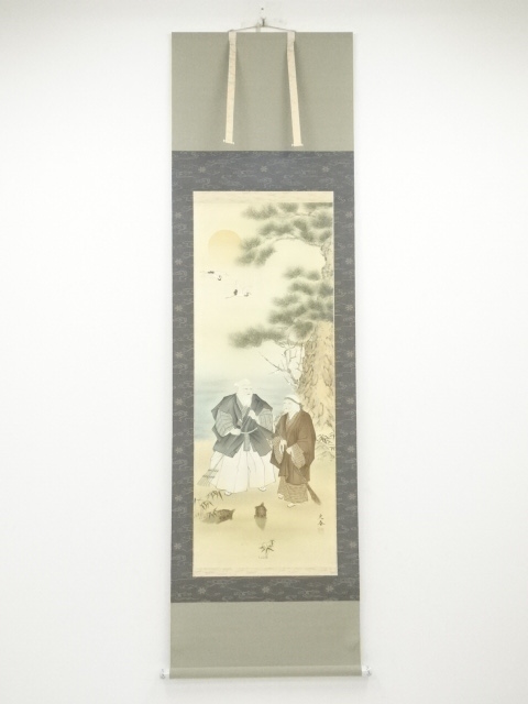 JAPANESE HANGING SCROLL / HAND PAINTED / TAKASAGO